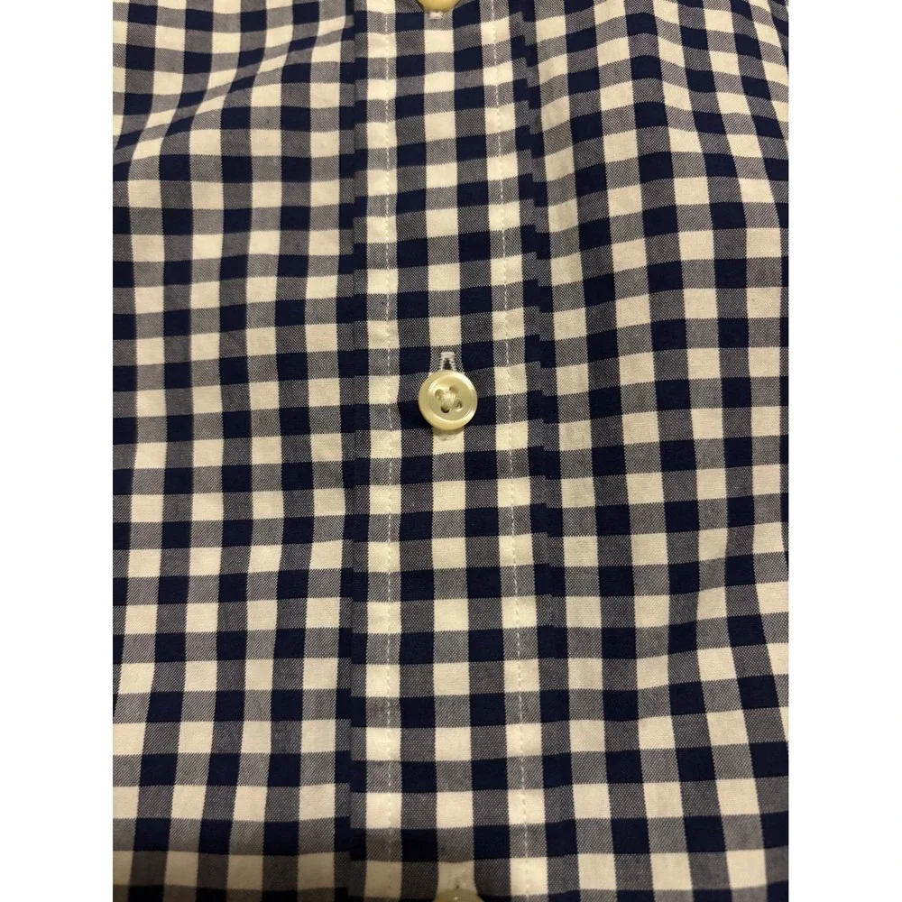 Polo Ralph Lauren Mens Navy Gingham Check Button Down Shirt Medium Long Sleeve